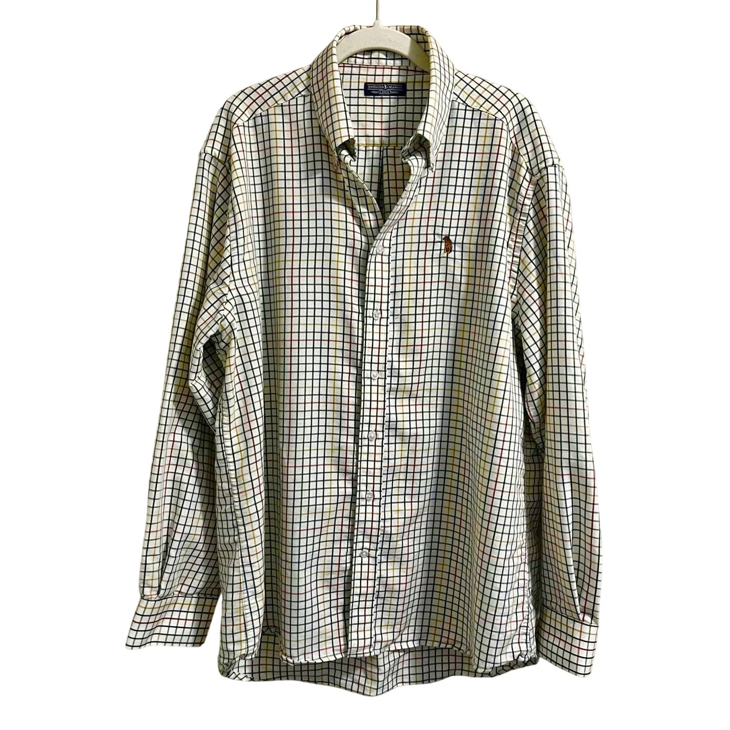 Southern Casanova Gingham Button Down In Cream Mens Large